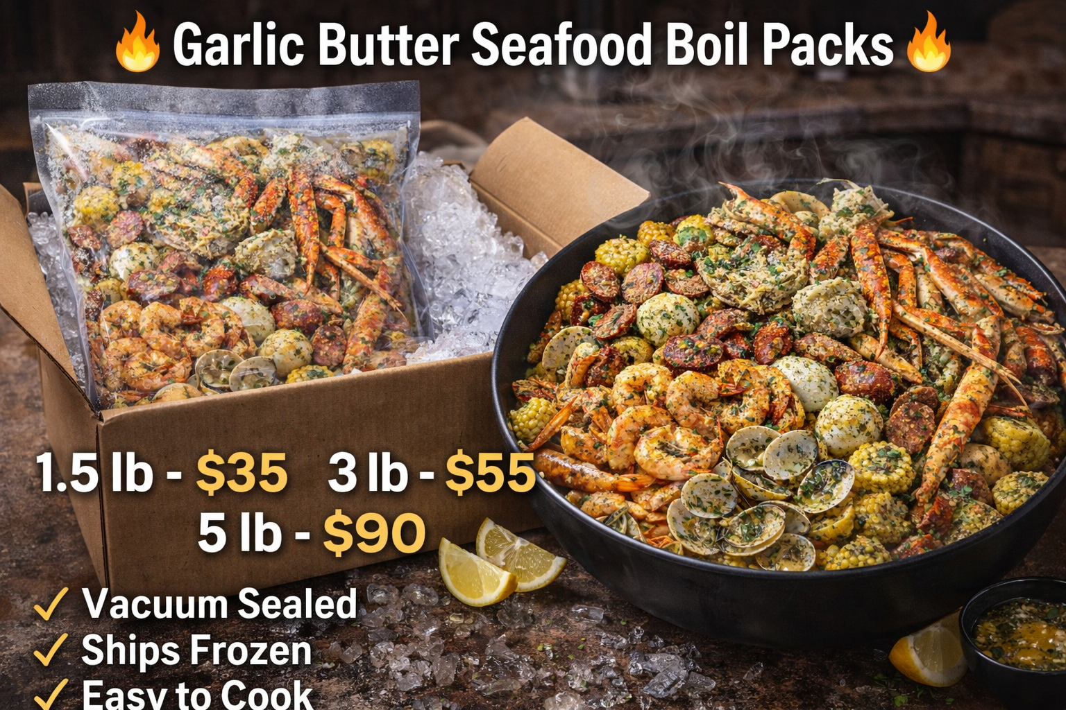 Garlic Butter Seafood Boil Packs
